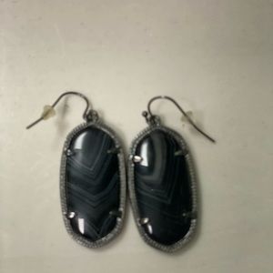 Kendra Scott black and silver marbled earrings